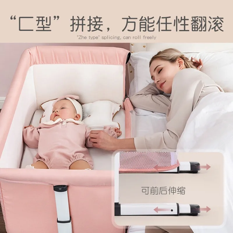 Multifunctional Baby Crib Foldable Baby Bed Cradle Rocker Travel Game Bed Portable Baby Crib for 0-6 Years Old