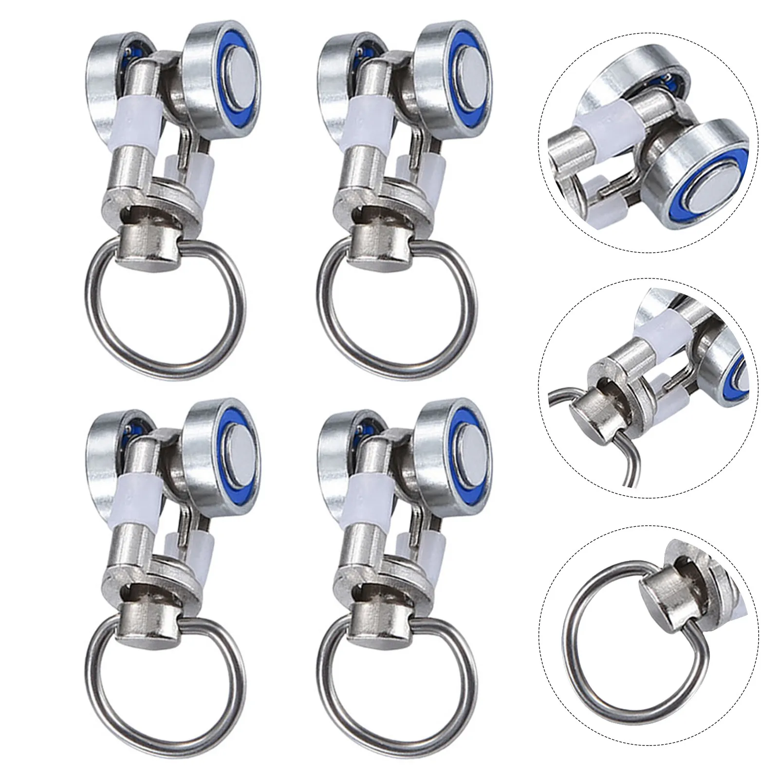 4Pcs Curtain Track Carrier Rollers Metal Bearing Flexible Heavy Duty for Bay Window Ceiling Track Curtain Accessories