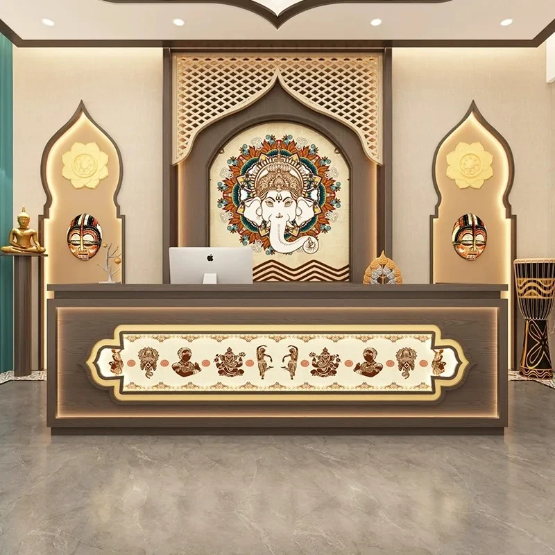custom.Thai Style Foot Massage Shop Front Desk Customizable Ethnic Minority Bar Club Restaurant Cashier Yoga Studio Hotel