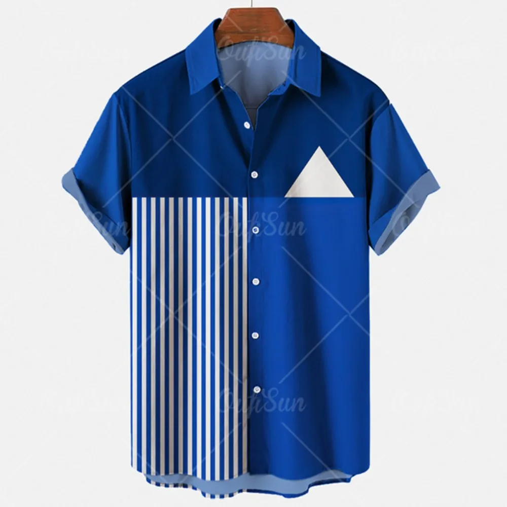 

3D Printed Summer Shirts Geometric Abstract Pattern Hawaii Short Sleeved Casual Fashion Top Loose Vintage Shirt for Men cothing