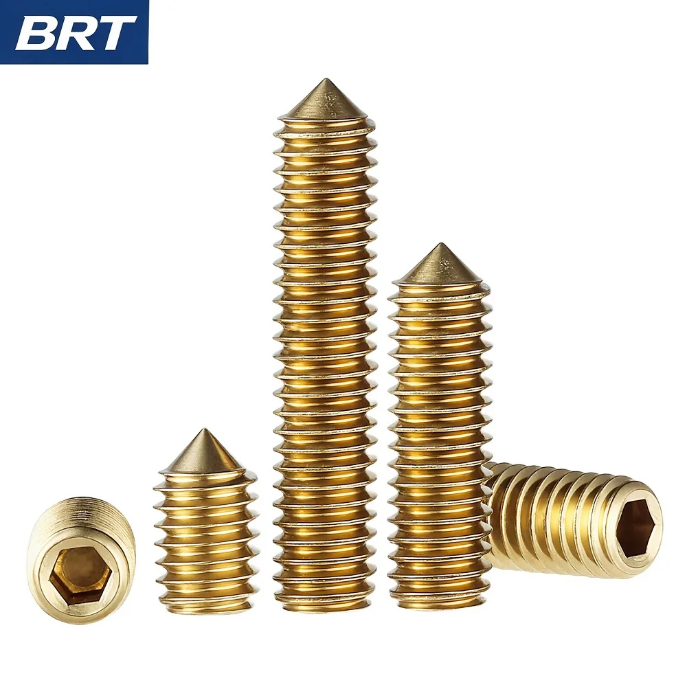 Brass Taper Point Setting Screw Headless Hex Head Screw Machine Wire M3 M4 M5 M6