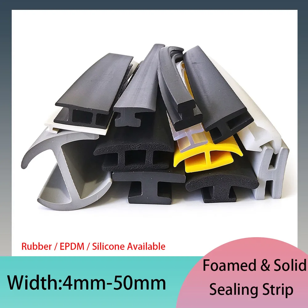 1Meter H-Shaped Double Slot Seal Strip 4-50mm Width Rubber/EPDM/Silicone Glass Metal Panel Windproof Soundproof Anti-Collision