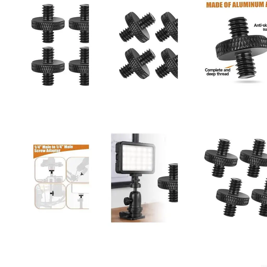 193A 4Pieces Aluminum 1/4 20 Threaded Double Ended Screws For DSLR Tripod Mounting Solution