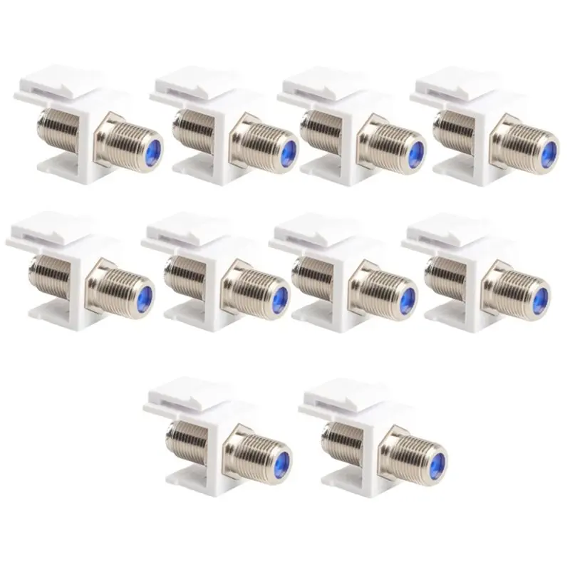 B23B F-Type RG6 Coax Keystone Jack Insert(10PCS), Female To Female Cable Extender For Wall Plate And Patch Panel