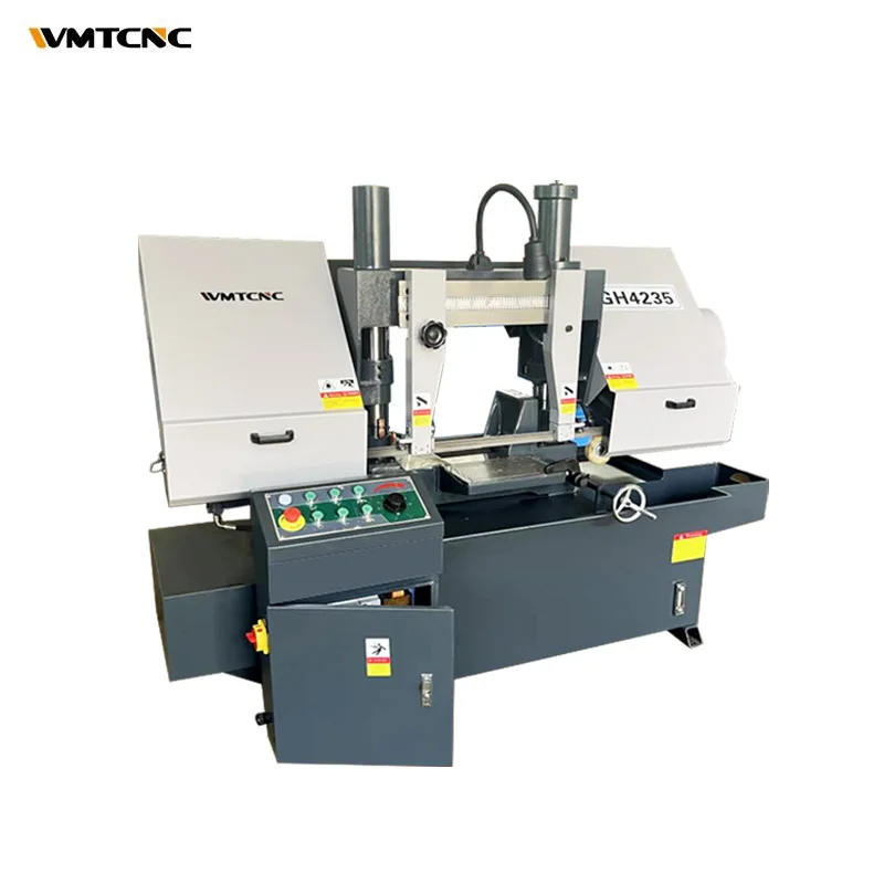 AIROW Manual Automatic Saw Machine GH4235 Metal Cutting Double Column Band Saw Machine for Manufacturing Plant