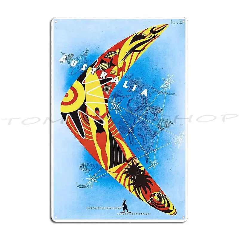 1957 Australia Boomerang Travel Metal Sign Customize Pub Printing Cave Designer Tin Sign Poster