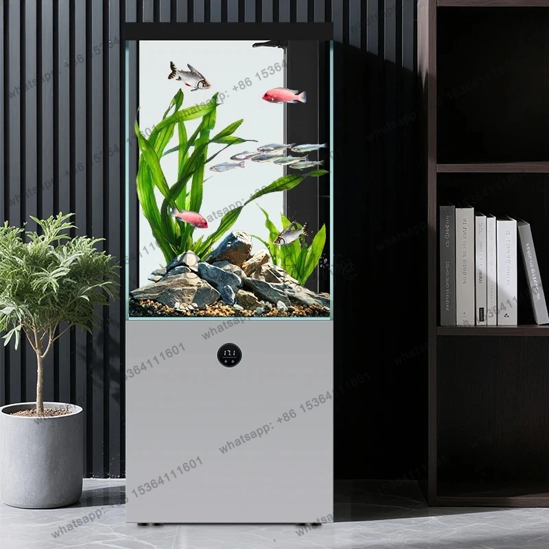Fish Tank Living Room Small Square Tank Bottom Filter Ultra-clear Glass Goldfish Tank Aquarium Floor-standing