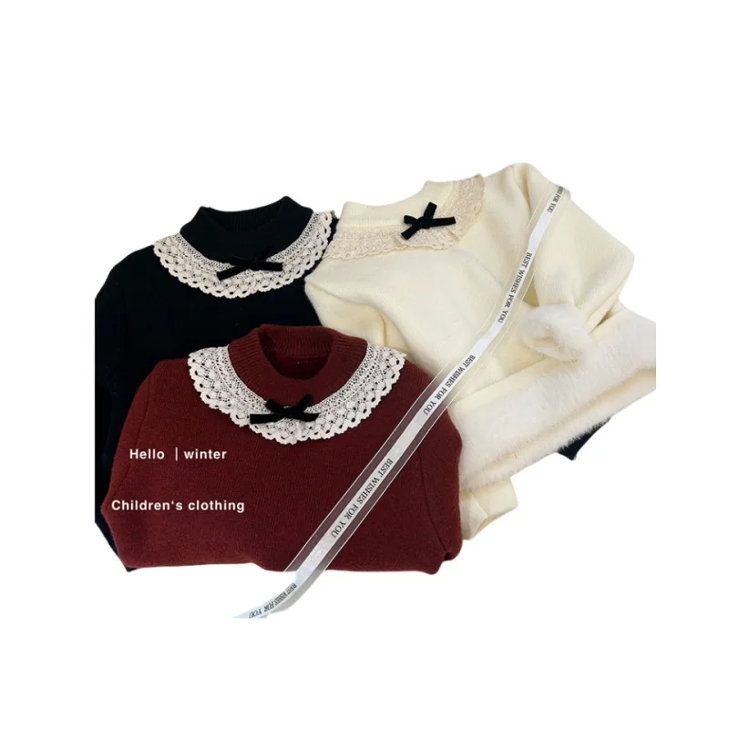 Pull en velours une pièce pour filles, pull intérieur pour bébé, pull pour enfants, pull d'hiver pour tout-petits, nouveau