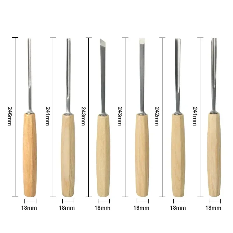 Woodworking Carving Chisel 6Pcs Kit HSS Wood Chisels Set Professional Chisels with Beech Handles Ergonomic Wood Carving Tools