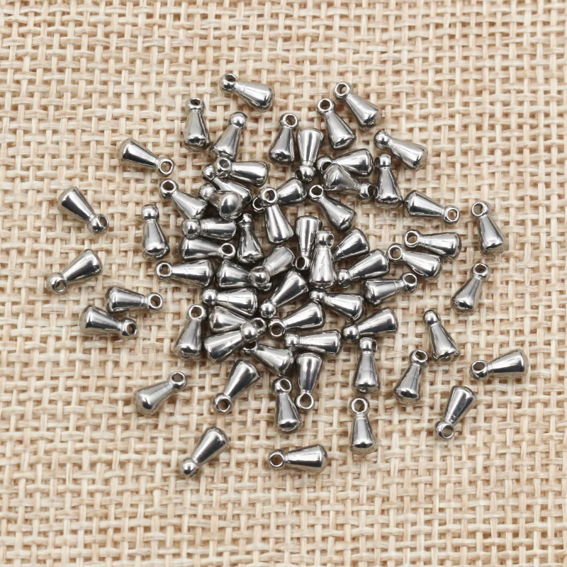 30pcs 6x3mm Stainless steel Bead Findings Extender Chain Pendant Water Drop End Beads For DIY Jewelry Making Accessories-X7-47