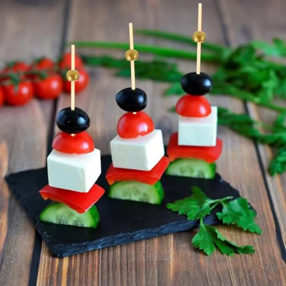 100/200Pcs Long Cocktail Picks Baking Garnish Skewers with Sturdy Polished Heads Appetizer Picks Wooden Ball Toothpicks