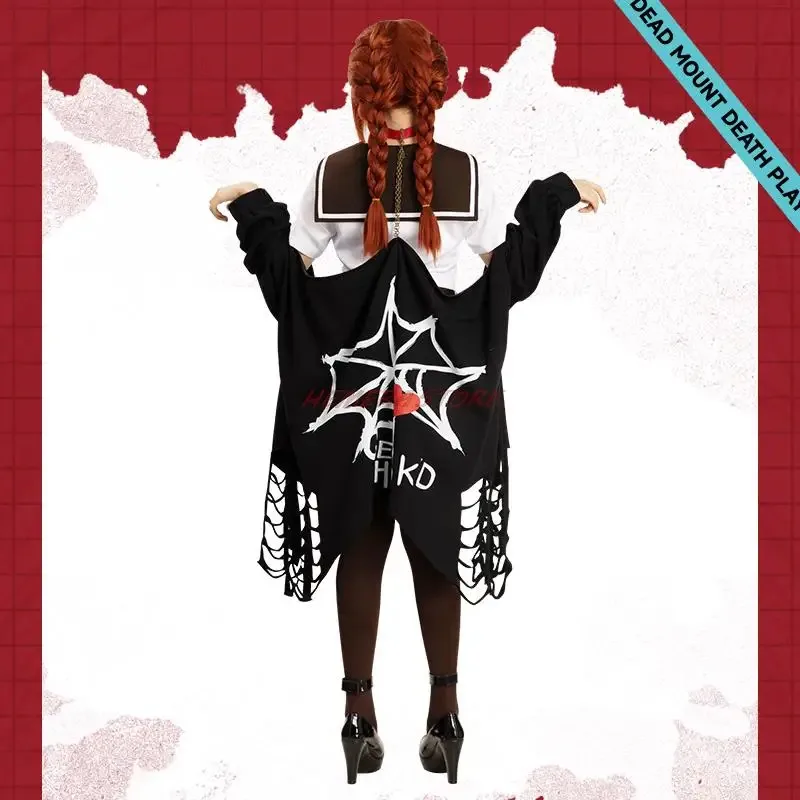 2025 Dead Mount Death Play Misaki Sakimiya Cosplay Costume Wig Zaki The Killer Glasses Braid Hair Coat JK Dress Necklace Socks