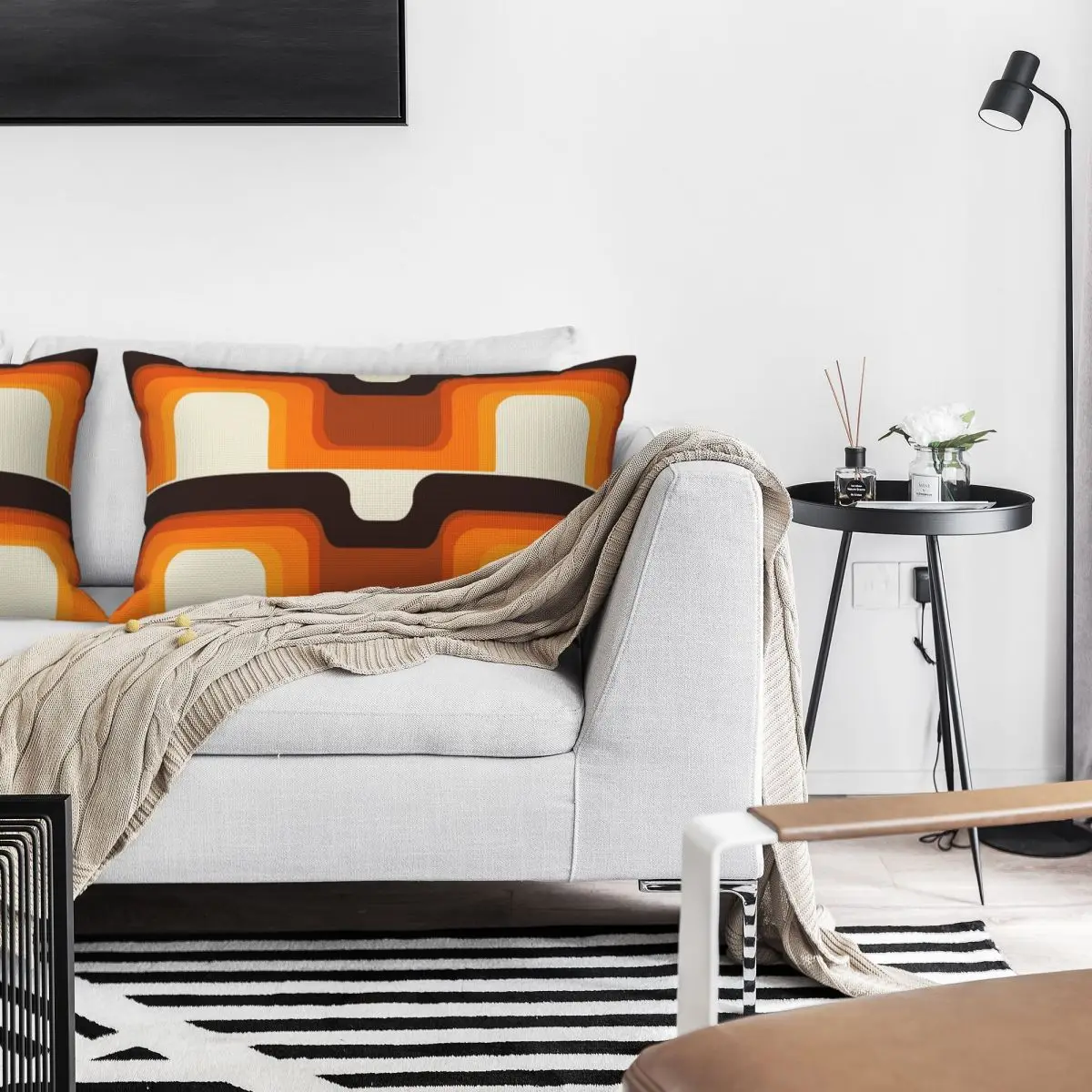Mid-Century Modern Meets 1970s Orange Rectangle Linen Pillowcase Cushion Cover Decorative Bed Home Comfort Throw Pillow