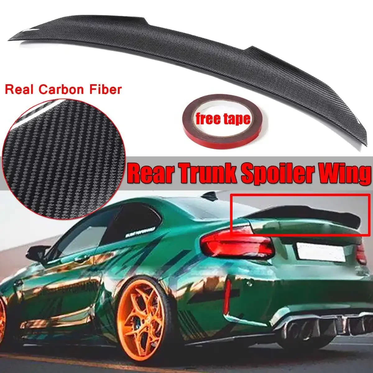 

PSM Style Car Rear Trunk Spoiler Lip Boot Wing Lip Real Carbon Fiber For BMW F22 M235i 2 Door Coupe F87 M2 2014-2021 Body Kit