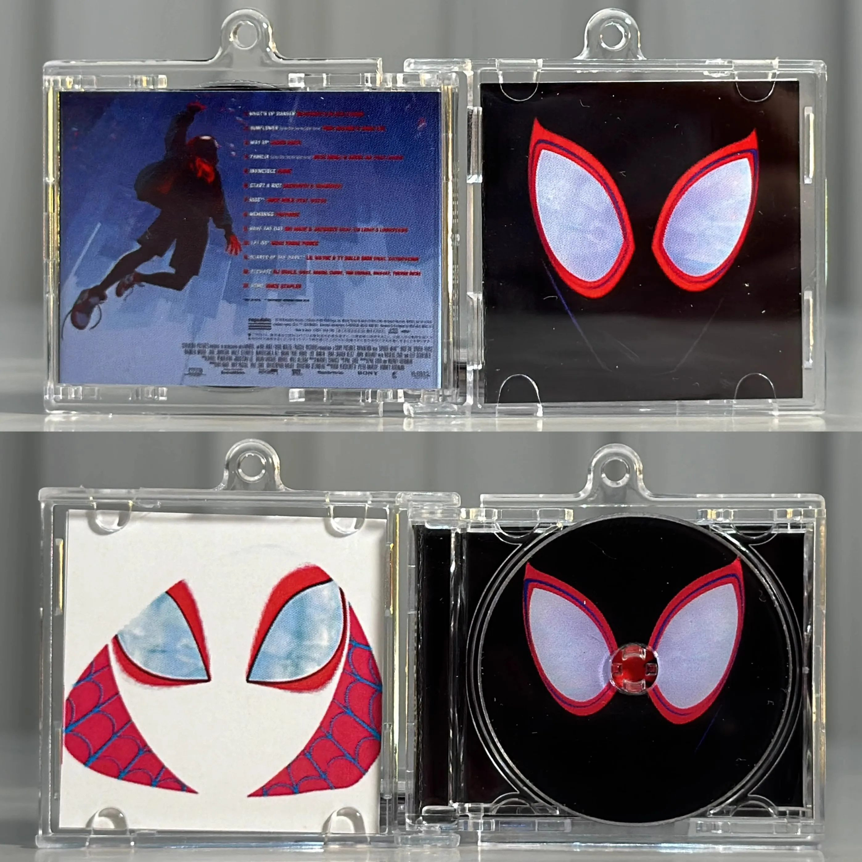 LLavero de película Spider Man NFC en el verso de araña, álbum OST, MINI llavero de CD de música, collar de Cosplay, colgante acrílico de canciones de juego