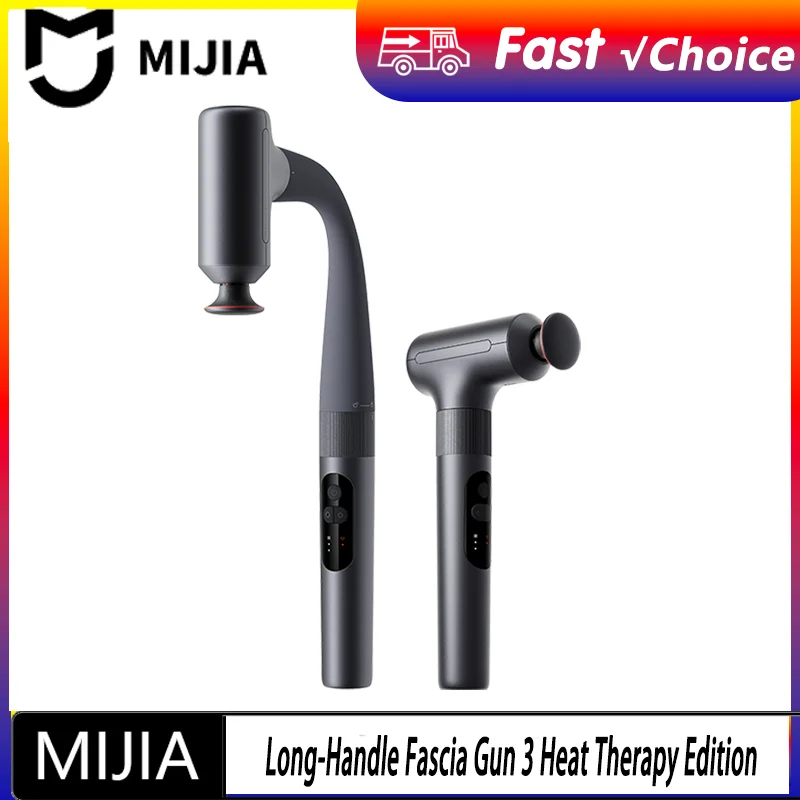 MiJIA Long-Handle Fascia Gun 3 Heat-Compress Edition 12kg High Force Three Heat Settings 1900mAh Battery 3 Massage Heads CN