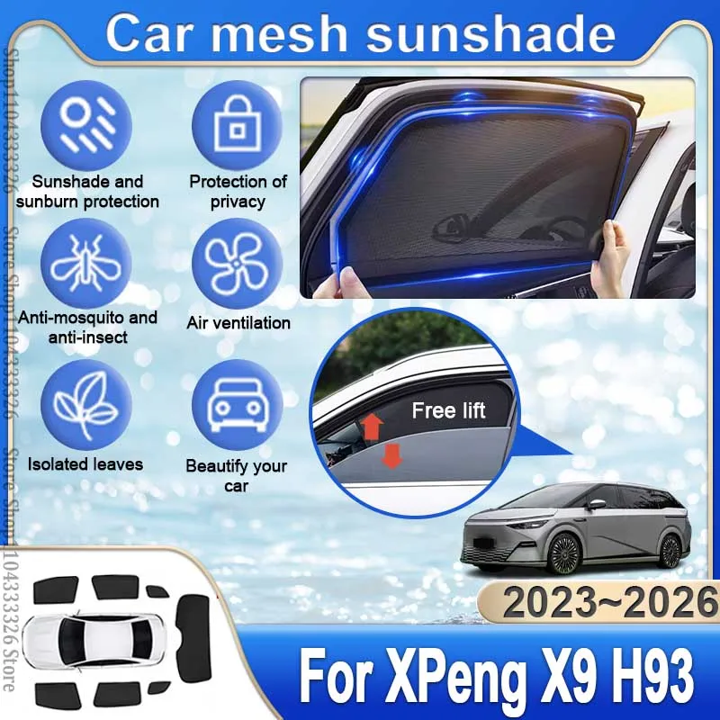 

Солнцезащитная шторка на окно автомобиля с УФ-защитой для XPeng X9 H93 2023 2024 2025 2026, магнитная, для защиты от солнца и изоляции, аксессуары
