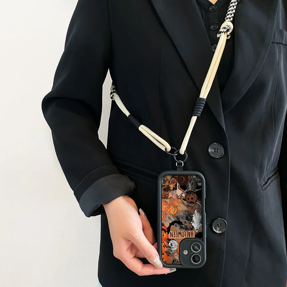 Ypm5Lanyard Crossbody حبل طويل الحال بالنسبة Xiaomi Poco X7 F7 M7 X6 F6 M6 F5 X5 X3 Pro C65 C75 C71 هالوين المعصم سلسلة غطاء الهاتف