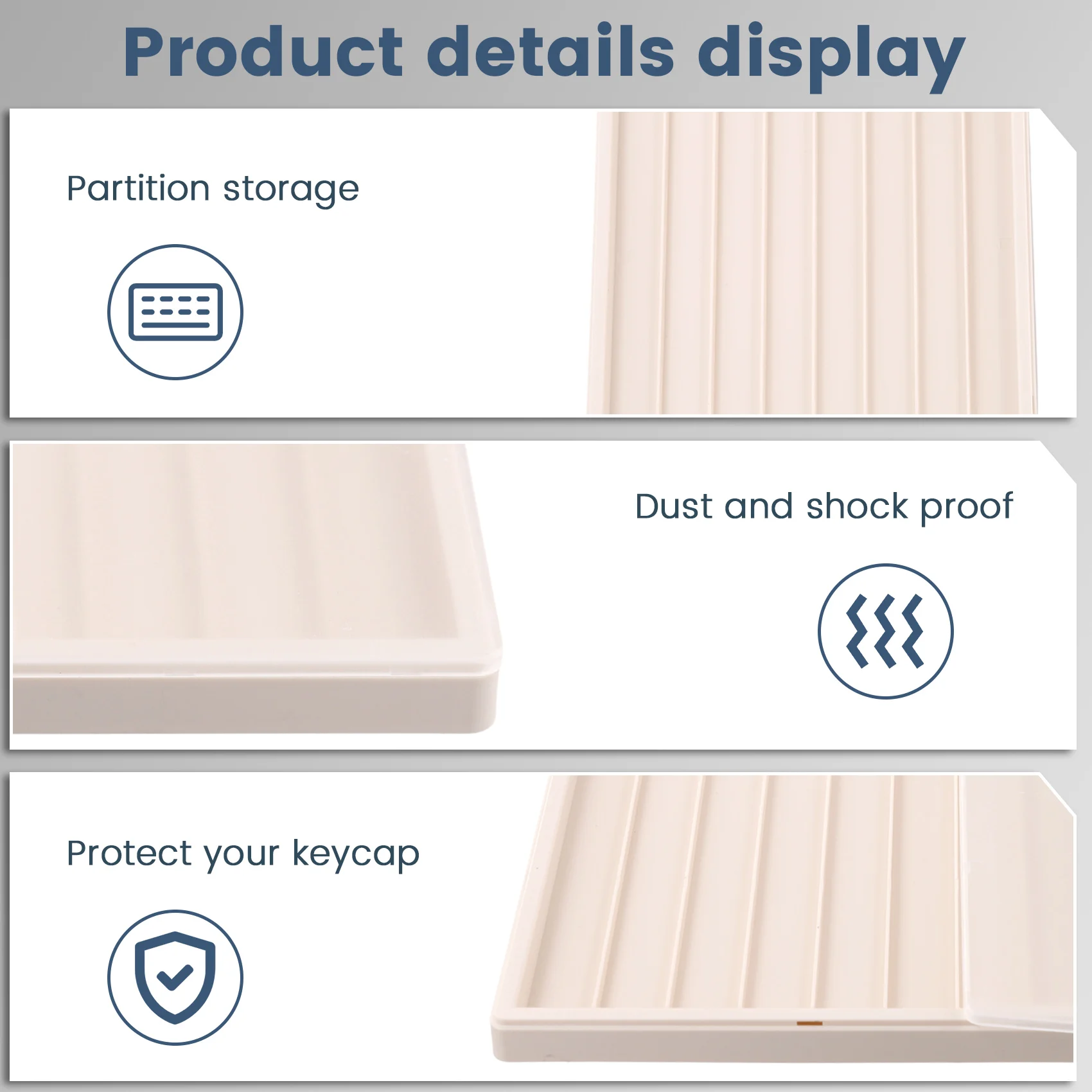 Boîte de rangement étanche populaire pour capuchons de touches avec couvercle, pour affichage et Collection de capuchons de touches de clavier, Beige