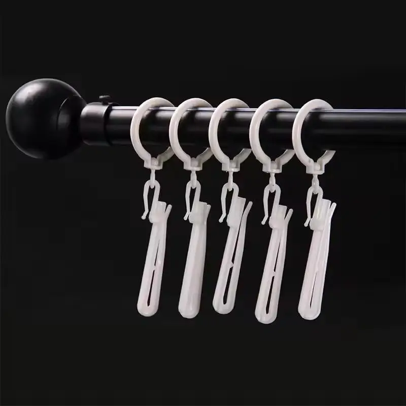 50PCS Curtain Hanging Hooks Ring Window White Plastic Thickened Adjustable Height Curtain Hook For Home Curtain High Quality