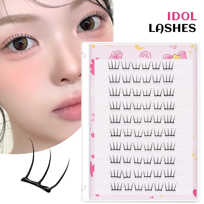 DINGSEN 10 Reihen Idol Lashes Selbstklebende Wimpern Natürliche Lange Anime Kleberfreie Cluster-Wimpern Make-up Korea Wimpern – Detail 1