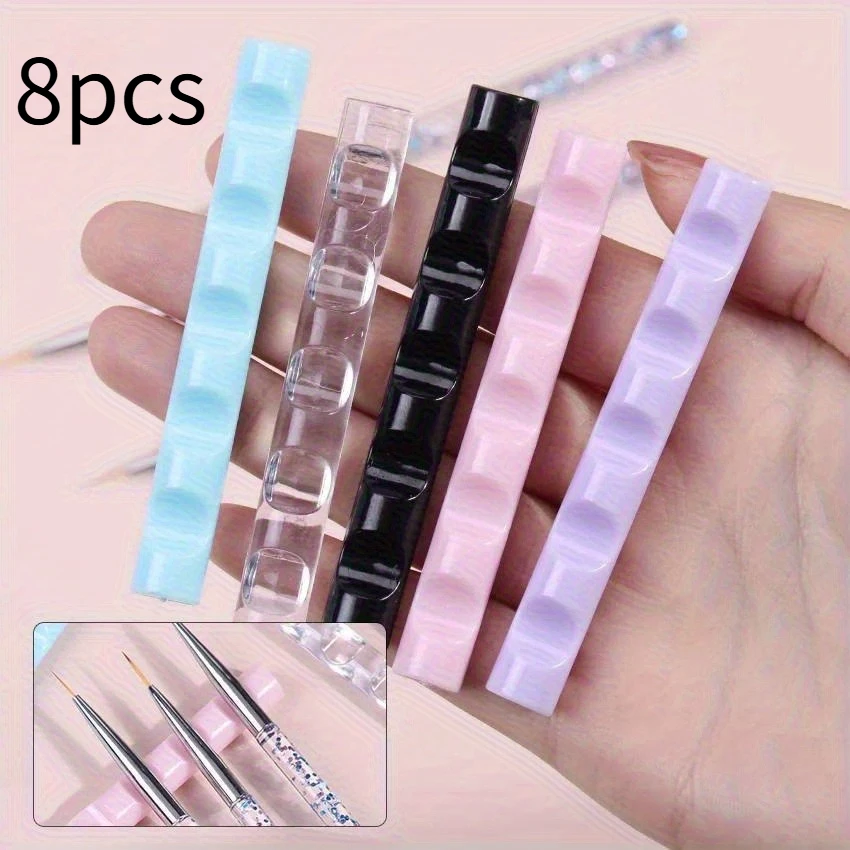 [5-slot Acrylic Pen Rest Holder] 8pcs 5-slot Acrylic Pen Rest, Nail Brush Rack, Painting Pen Rest Holder