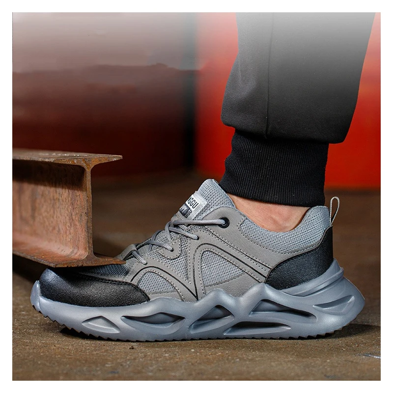 

Мужская мода, летние пластиковые носки, рабочая обувь, серые дышащие защитные ботинки, дизайнерские защитные кроссовки для рабочих, защищают обувь