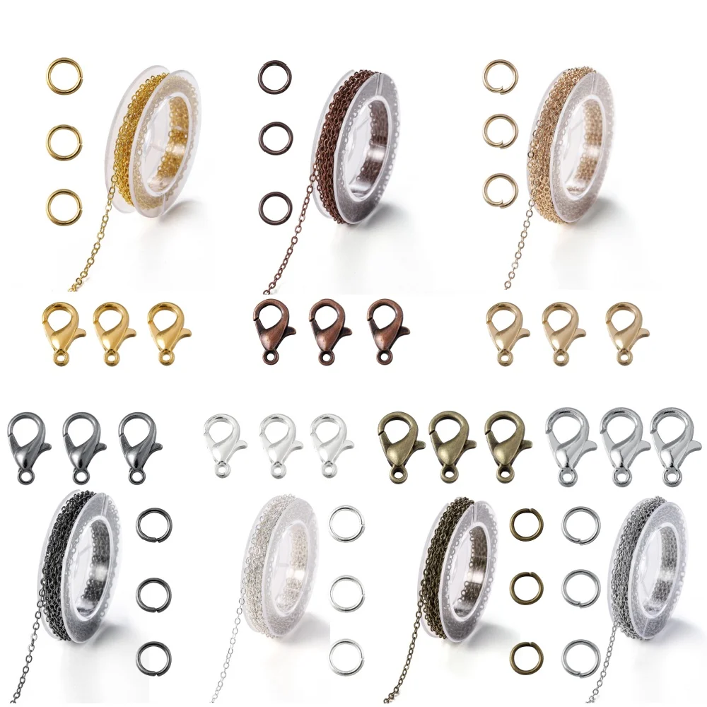 3Meter Alloy Bulk Link Chain With Jump Rings Lobster Clasps Necklace Chains For DIY Jewelry Making Supplie Necklaces Accessories