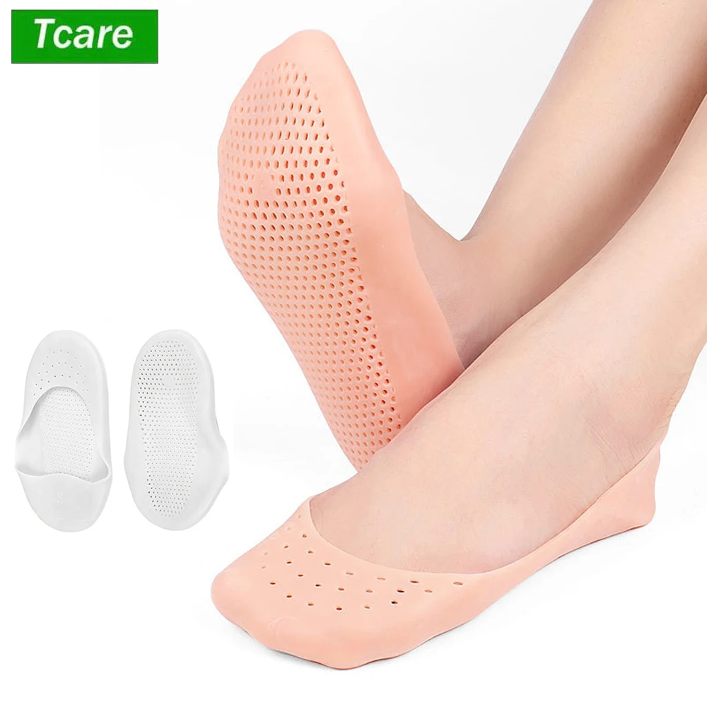 1 Pair Gel Sock Silicone Feet Protector Pain Relief Crack Prevention Moisturize Dead Skin Removal Sock with Hole Foot Care Tool