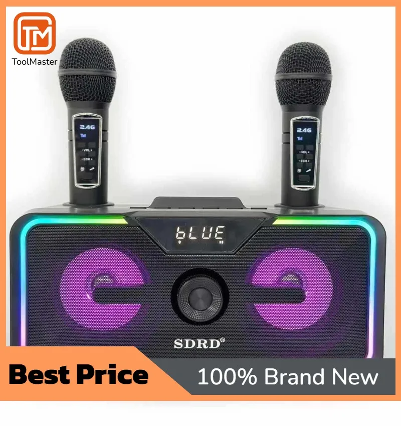 [Hot Sale]SD215 Wireless Karaoke Bluetooth Speaker With 2 Professional Microphone Home Small KTV Party Box Support TF Card USB A