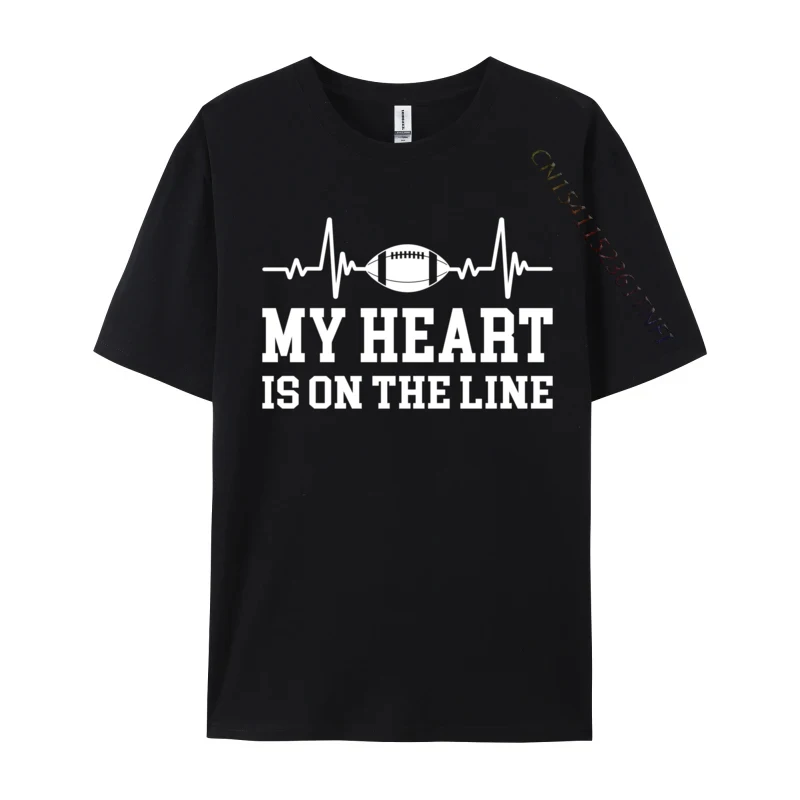 Heartbeat Ekg Pulse My Heart Is On The Line Football Casual Printed Men Tops Tees Slim Fit Tshirts New Coming T-Shirt