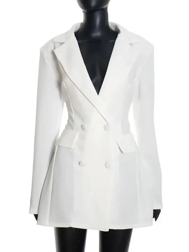 2026 Autumn New Fashion Design Sense Niche Slim Fit Long Sleeve Blazer For Women Double Breasted Top Pockets