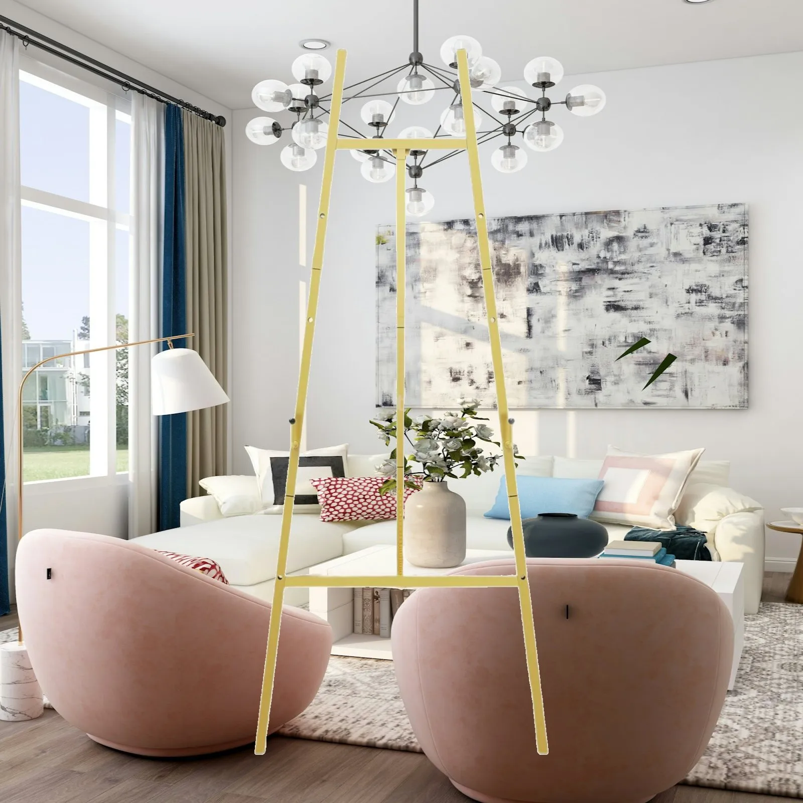 Adjustable Display Easel Gold Finish Metal Display Easel Stable Lightweight for Weddings, Art Studios