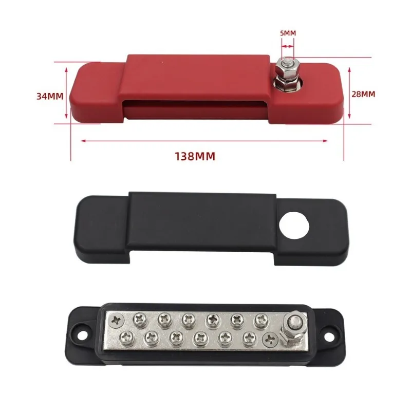 12P Bus Bar 12 Way Terminal Block 8V 180A For RV Yacht With Terminals Wiring Connector