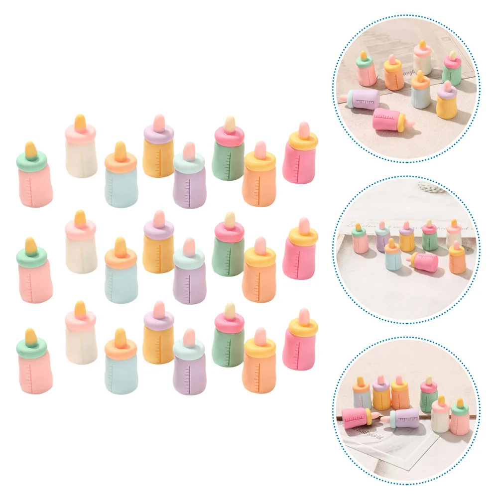 24 Pcs Mini Simulation Feeding Bottle Educational Kids Toys Fake Minihouse Adornment Bottles Cognitive for Girls