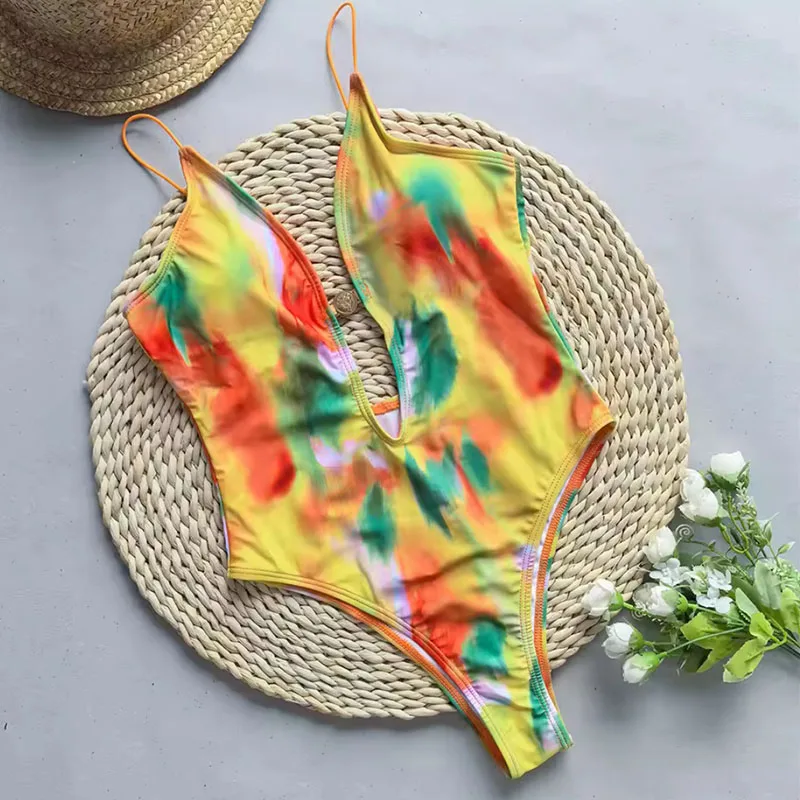 2025 sexy conjunto de biquíni alta corte maiô feminino uma peça terno beach wear banho alta corte fatos de banho vintage v profundo biquini