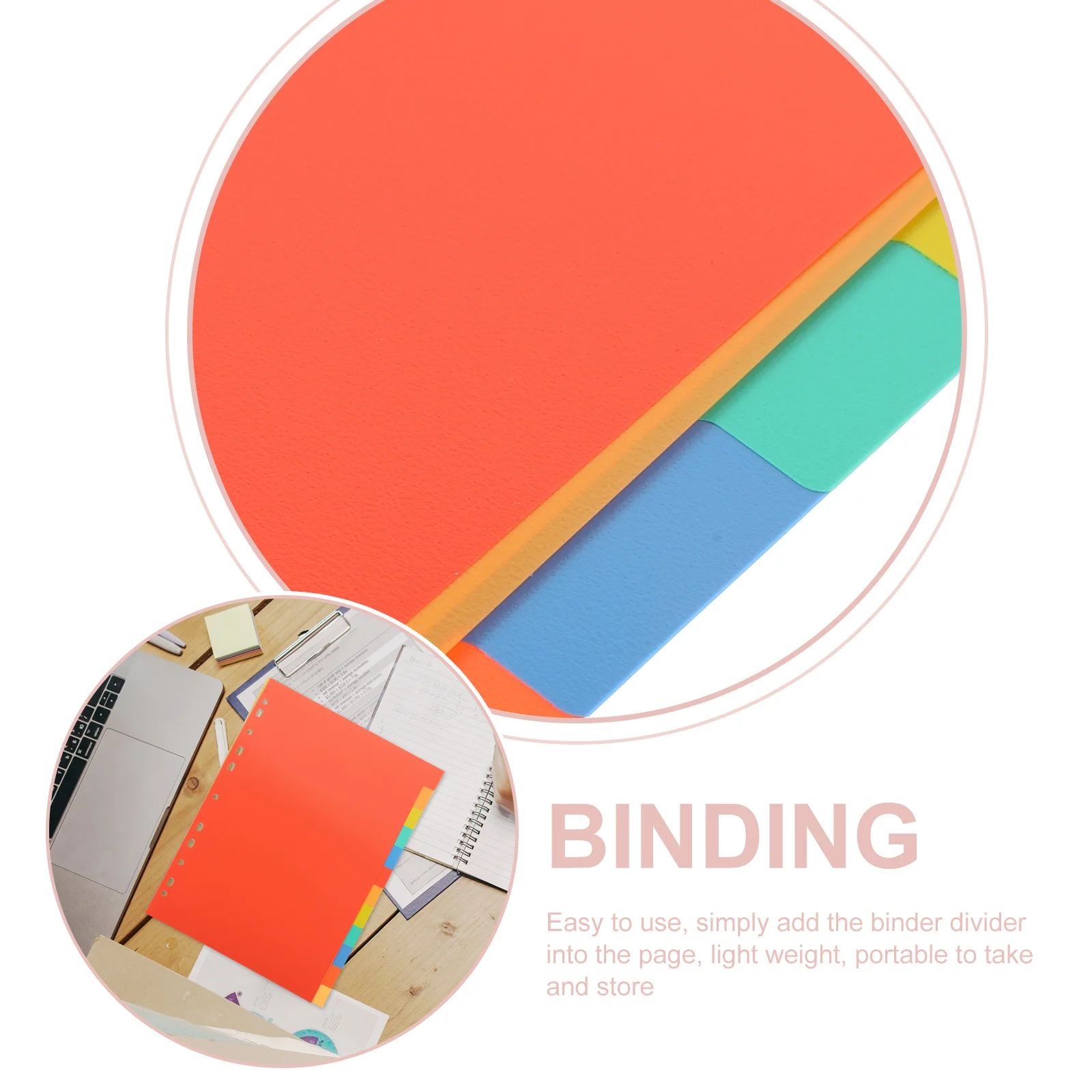 

3Sets A4 Dividers Punched Binder Dividers Exquisite Workmanship Office School Use Stable Material Long Lasting