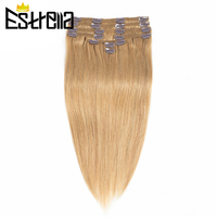 Straight Clip In Hair Extensions Human Hair Full Head Clip In 9Pcs/Set 12-26 Inch 120G/Set Honey blond Color Remy Hair Clip Ins