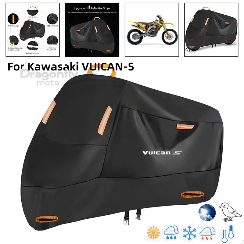 

Чехол для мотоцикла с логотипом Vuican, водонепроницаемый уличный скутер, УФ-защита, дождевик для Kawasaki VUICAN-S 650 2015-2018
