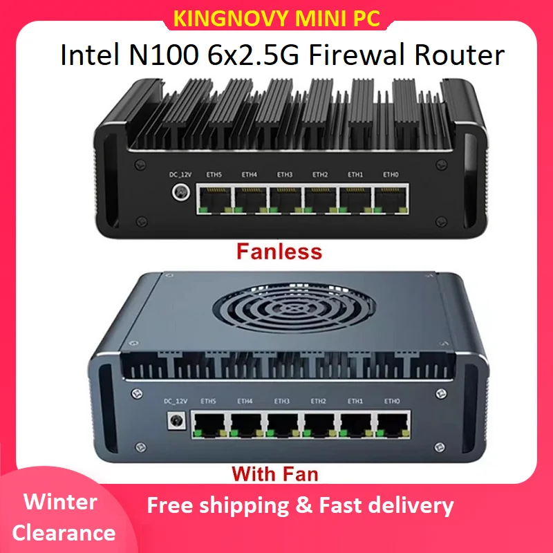 Topton 12th Gen Fanless Mini PC Intel N100 6x2.5G Firewall Computer i226-V DDR5 NVMe RJ45 COM Industrial PC pfSense OPNsense