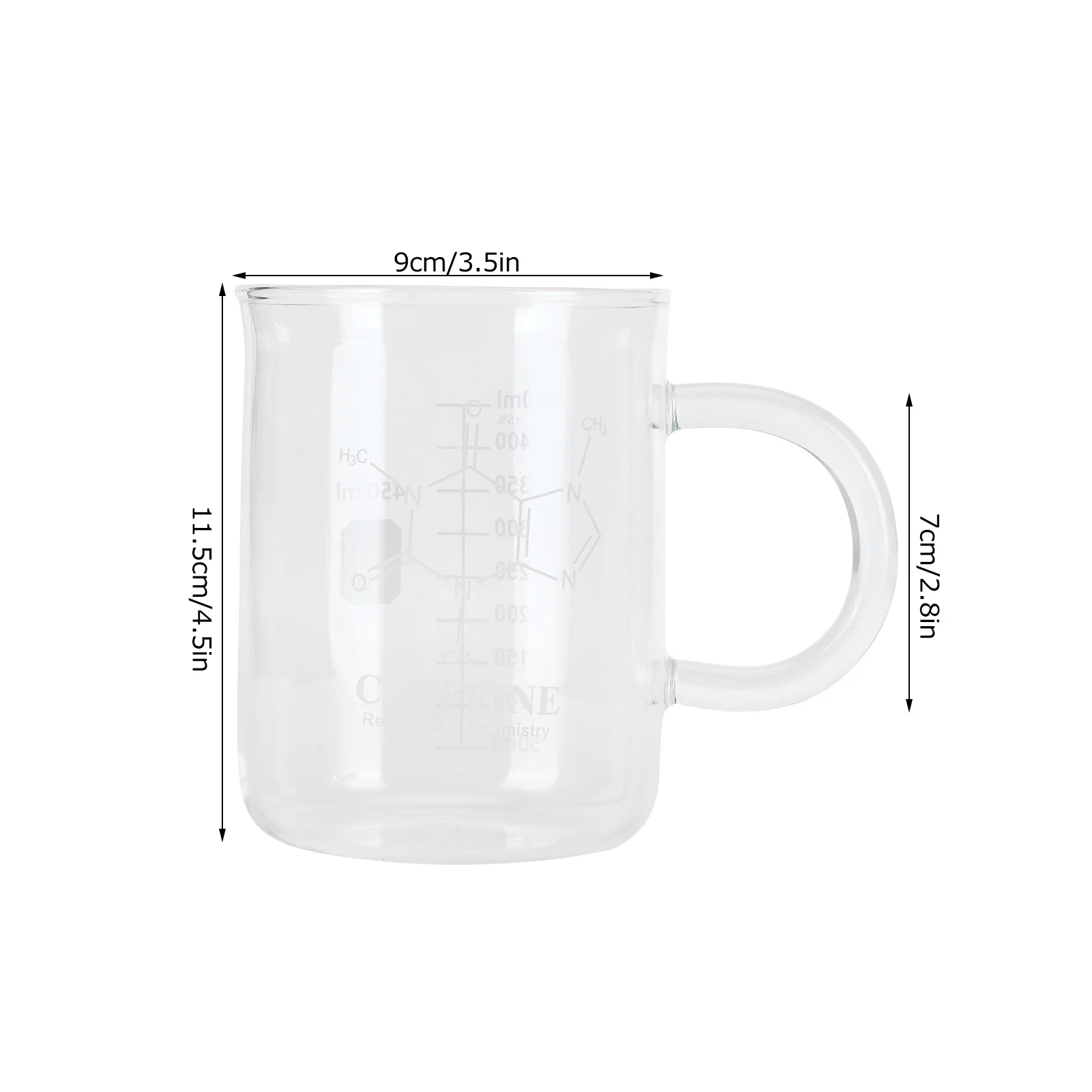 450ML Multifunction Beaker Mug Borosilicate Glass Cup with Handle and Measuring Scale for Coffee Tea