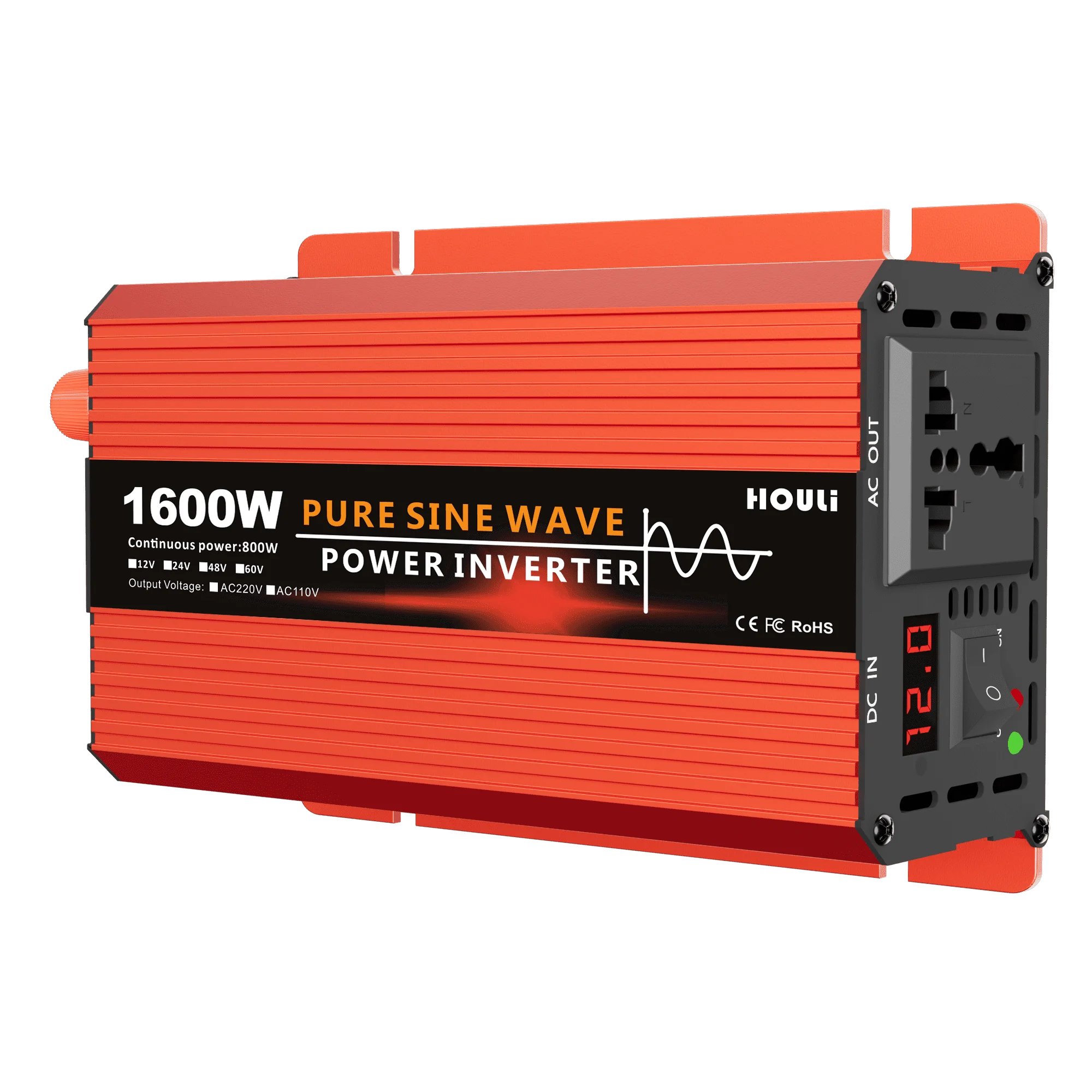 Electr Power Invert 1600Watt Pure Sine Wave Inverter DC12V 24V To AC 220V Inversor Solar Micro Inverter Off Grid