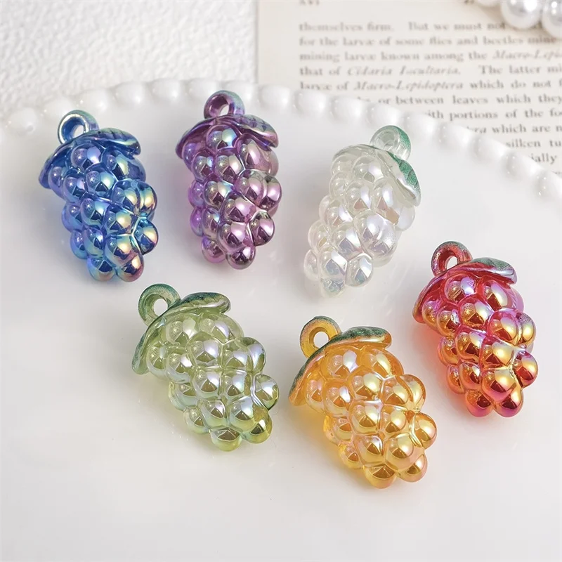 New arrived 50pcs/lot AB color print cartoon Fruit grapes shape resin with hanger diy jewelry garment hair accessory