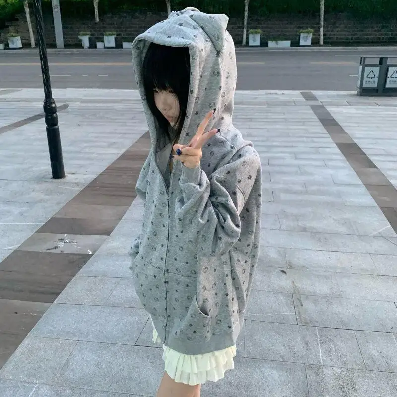 

Kawai Kitty кардиган на молнии с капюшоном Girrl толстовка женская весна осень национальный тренд плотная верхняя одежда допамин милый мультфильм