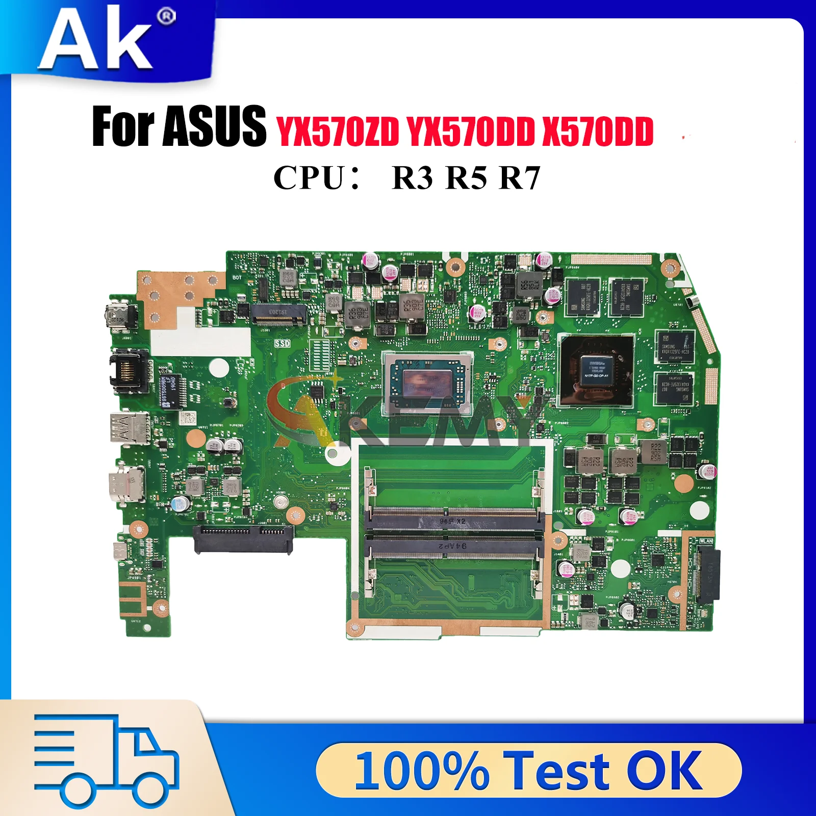 

X570DD Материнская плата для ноутбука ASUS VivoBook YX570DD X570D YX570ZD X570DD Материнская плата для ноутбука с процессором R3 R5 R7 100% tests OK stk