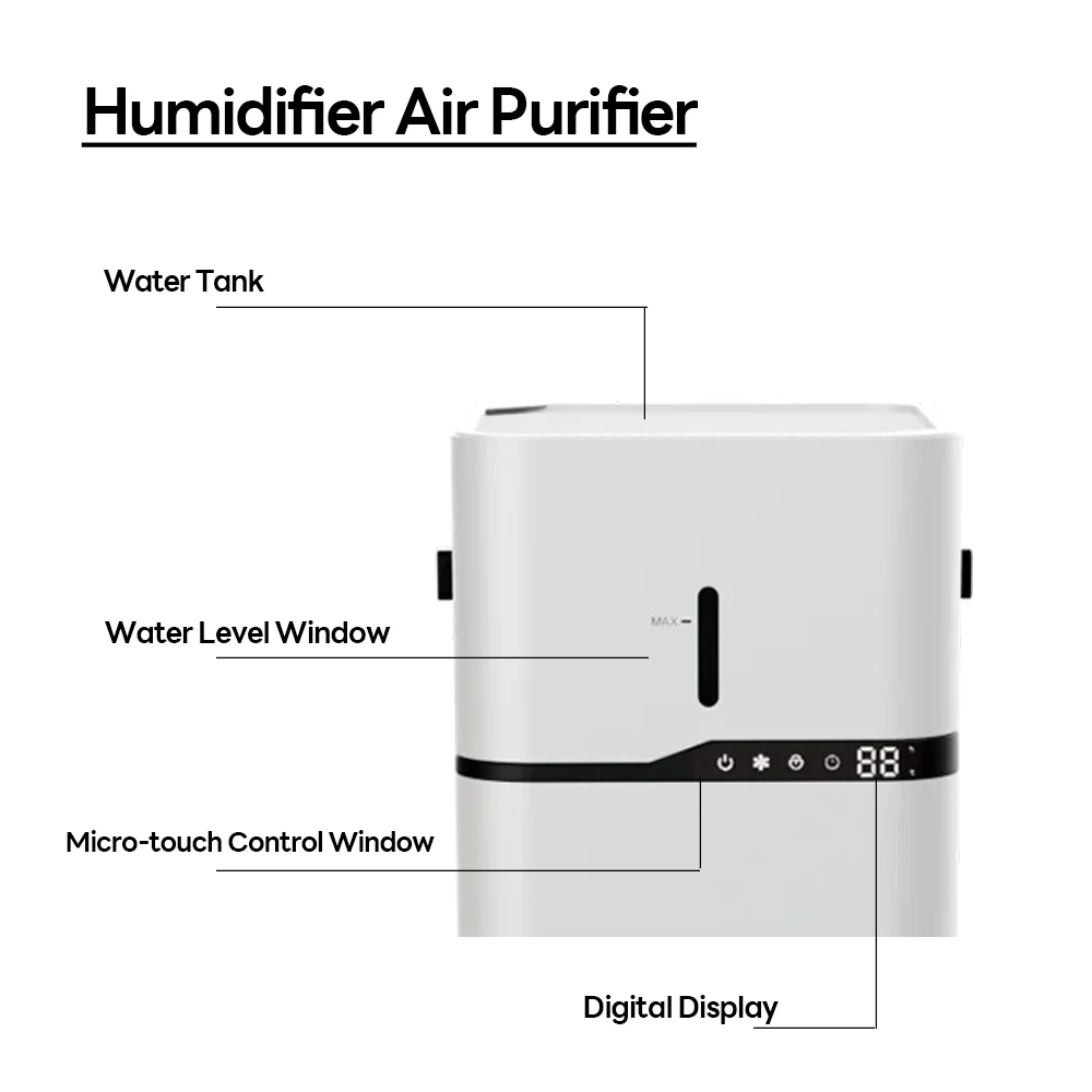Humidifier Air Purifier 2 in 1 Hepa Filter Removable Home Air Purifier Humidifier
