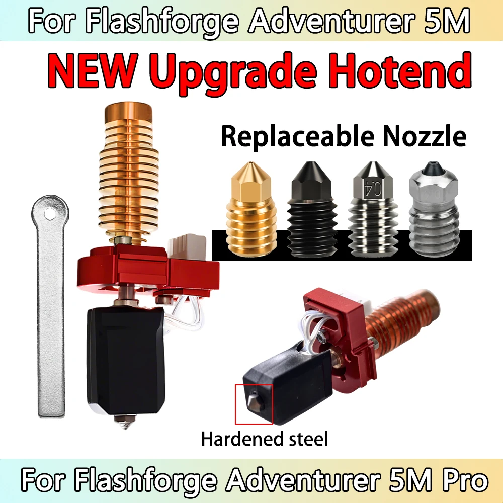 

Для печатной головки Flashforge Adventurer 5M / 5M Pro 280 ℃ Комплект керамического нагревательного блока AD5M, сопло из твердой стали, новое обновление Hotend