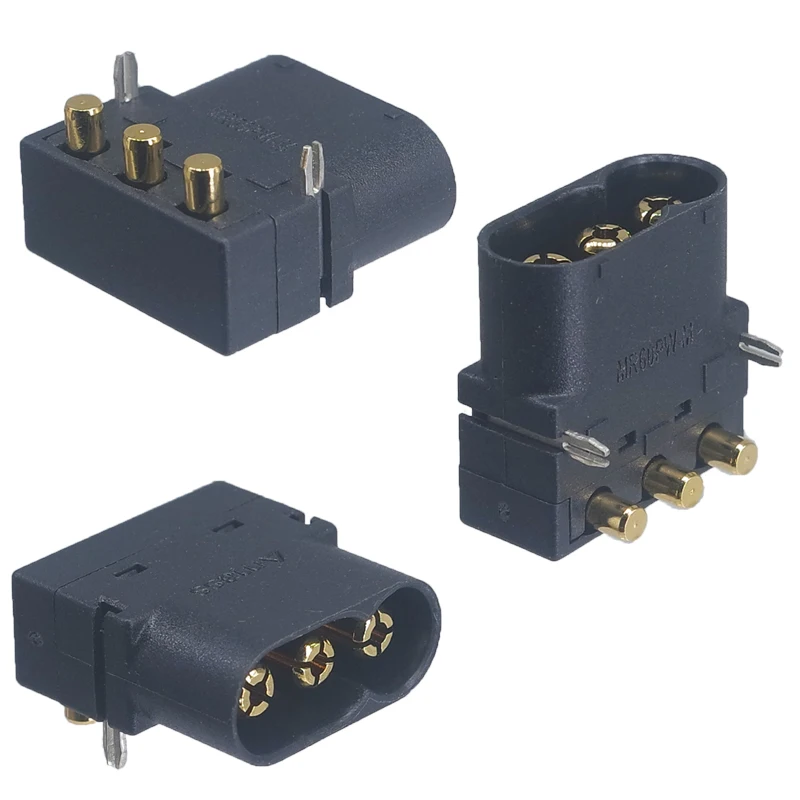 Amass MR60PW-M Horizontal PCB Banana Plug Connector Aircraft Drone Controller 3 Pole Receptacle Wire to Board Terminal Block