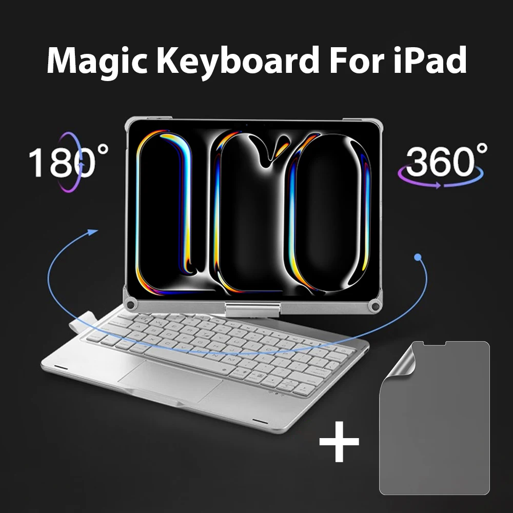 

Magic Keyboard Case For iPad Pro 11 12.9 13 2024 M2 M4 Air 3 4 5 10th Generation For iPad 10.2 7/8/9th 10.5 Mini 6 Backlit Cover