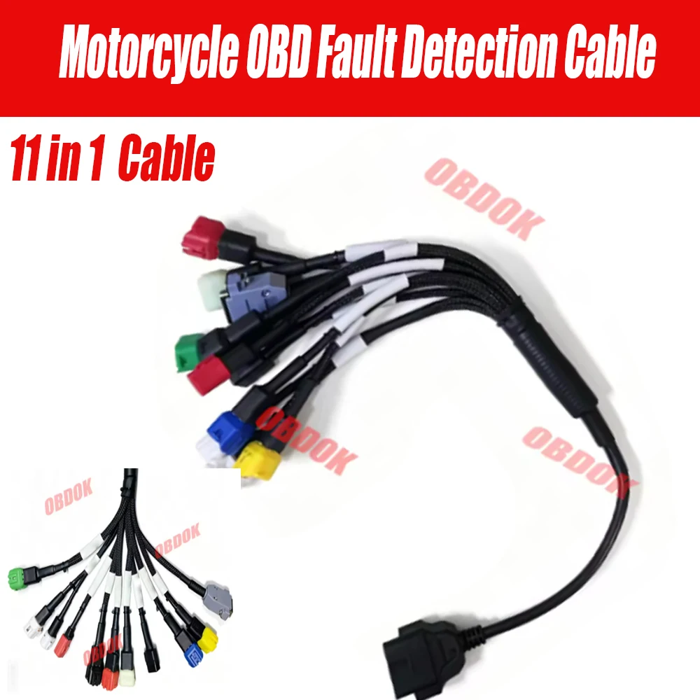 11in1 Motorcycle OBD Fault Detection Cable 11in1 Model for Analog Diagnosis Tool OBD Connector Wire Line for yamaha for Honda